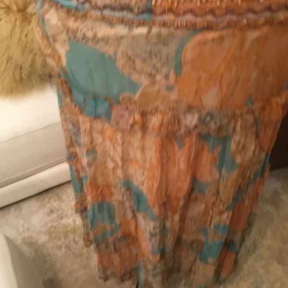 NWT Hale Bob Boho style georgette beaded tier skirt - Picture 6 of 13